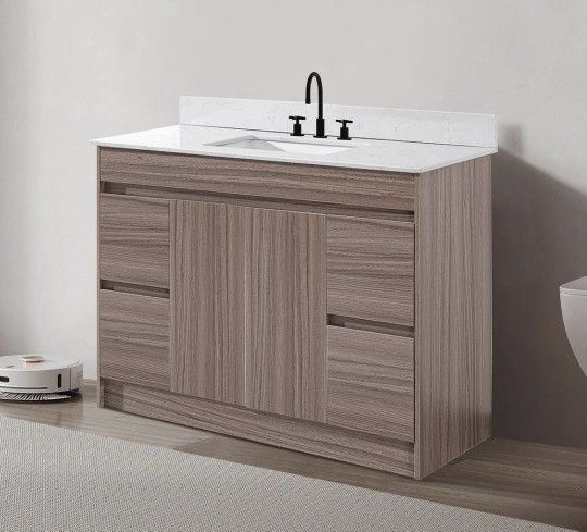 48in Single Bathroom Vanity,Modern Bathroom Cabinet with Sink, Soft Closing Door & Drawers,Assembled