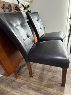 Black Faux Leather Dining Chairs Set of 2 OBO