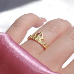 Aurora Crown Rings, Jewelry For Women, Fashion Wedding  Accessories, Triangle,Gold Plated, Adjustable, Zircon Ring Gift For Her 