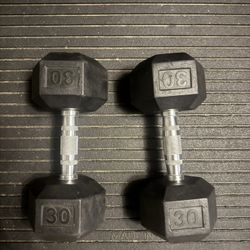 30 Pound Rubber Dumbbell Set