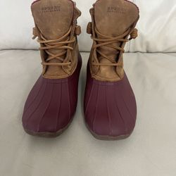 Sperry Saltwater Duck Boots Womens 9 Waterproof Ankle Booties Tan Cordovan