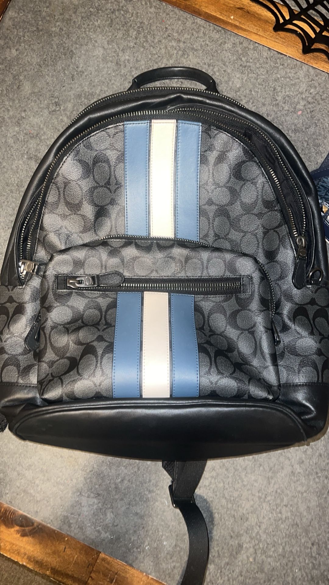 Large West Coach Backpack With Varsity Stripe