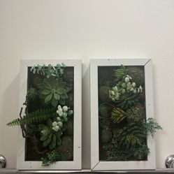 Green Succulent Frame Art Fake Artificial Plant Decor