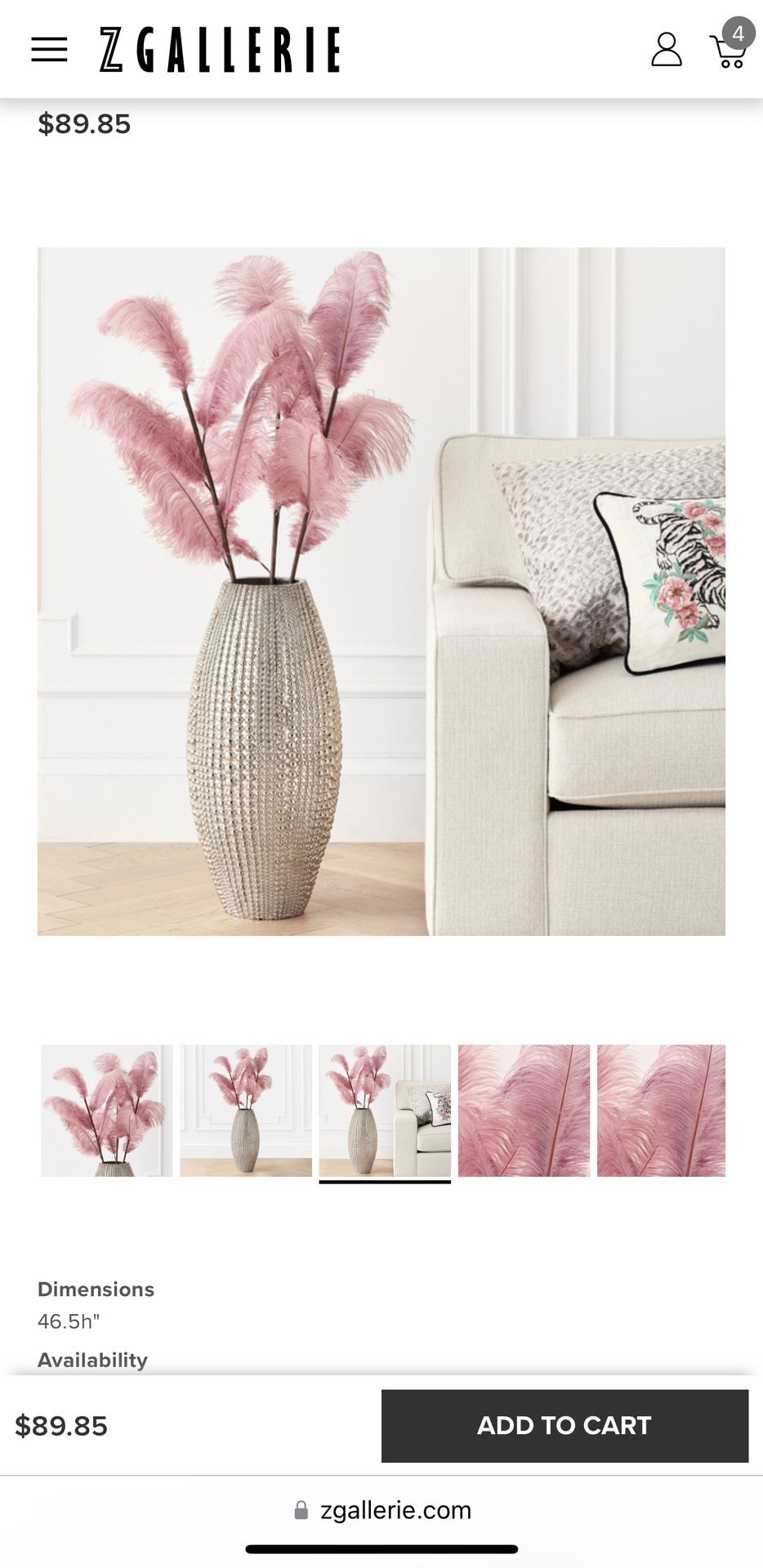 Z Gallerie Ostrich Spray Set Of 3 Amethyst for Sale in Atlanta, GA