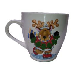 Royal Norfolk CHRISTMAS Ice Skating Reindeer  Mug Multicolor Holiday