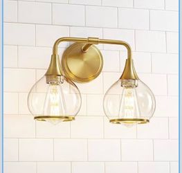 Gold Bathroom Light Fixtures 2-Lights Vanity