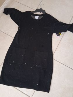 Black with white specks sweater dress. New. Medium