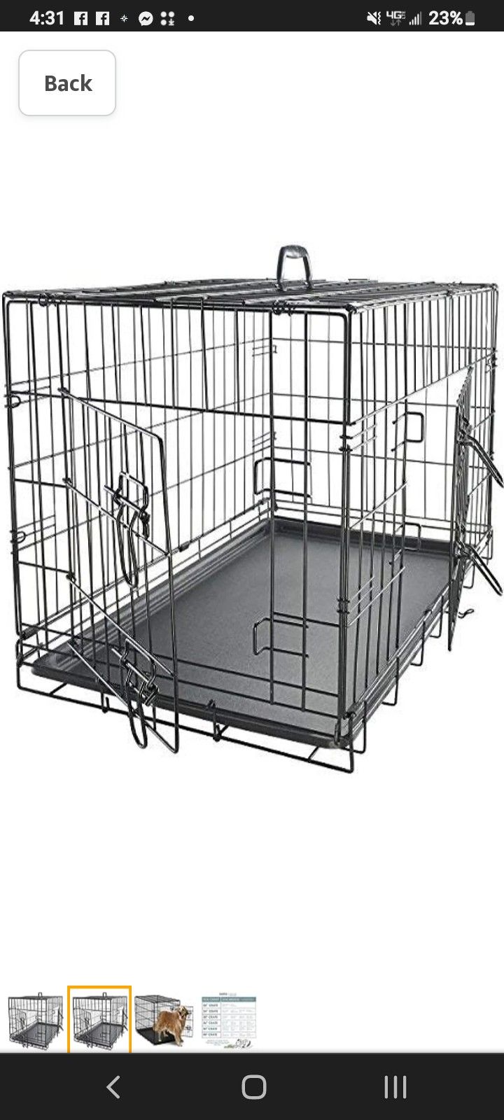 Xl Dog Crate 48in With Tray. 
