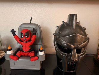 Baby Deadpool and Gladiator popcorn buckets