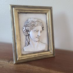 Moulded Greek Persephone In Plaster In Upcycled Frame