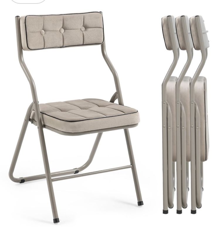 Padded Folding Chairs 4 Pack - Foldable Dining Chair with Cushion, Portable and Assembled Extra Seat for Guests Kitchen Office Wedding Party
