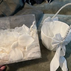 Flower Girl Basket And Flower Petals