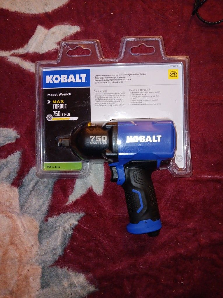 Kobalt Air Impact Wrench MAX Torque 750 FT-LB 1/2 Inch Drive