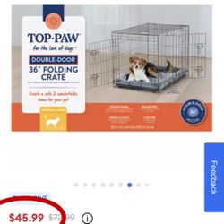 Top Paw 36” Folding Crate Double Door - Great Condition