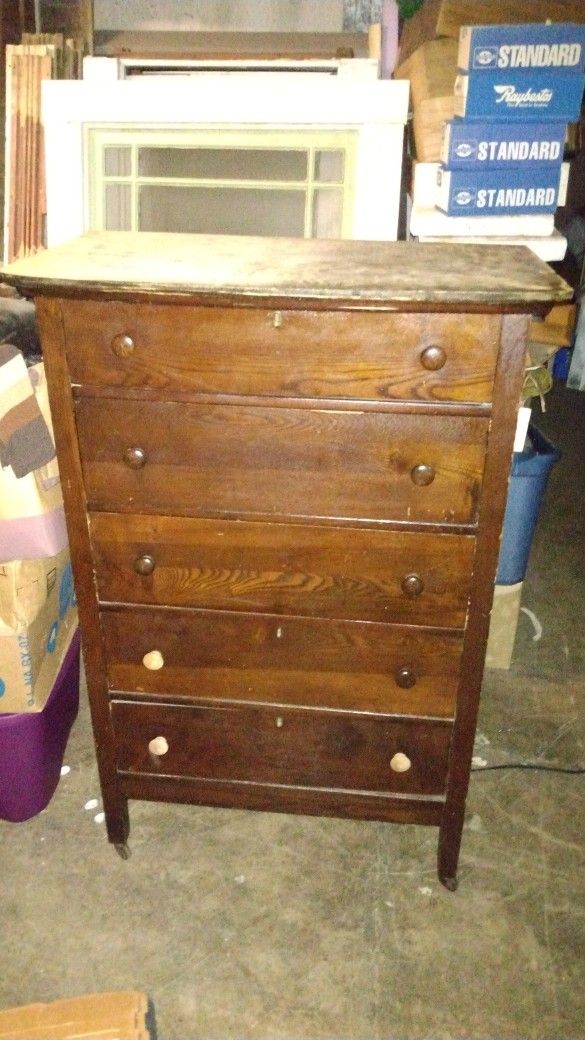 Solid Wood Chest Of drawers  Antique $45 Obo