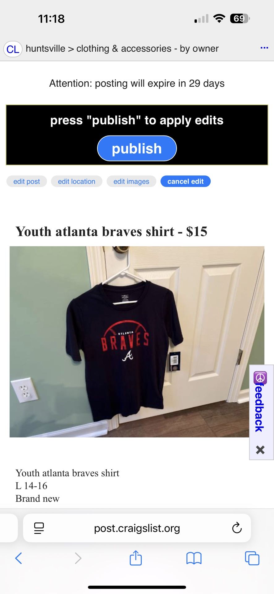 Youth Atlanta Braves Shirt