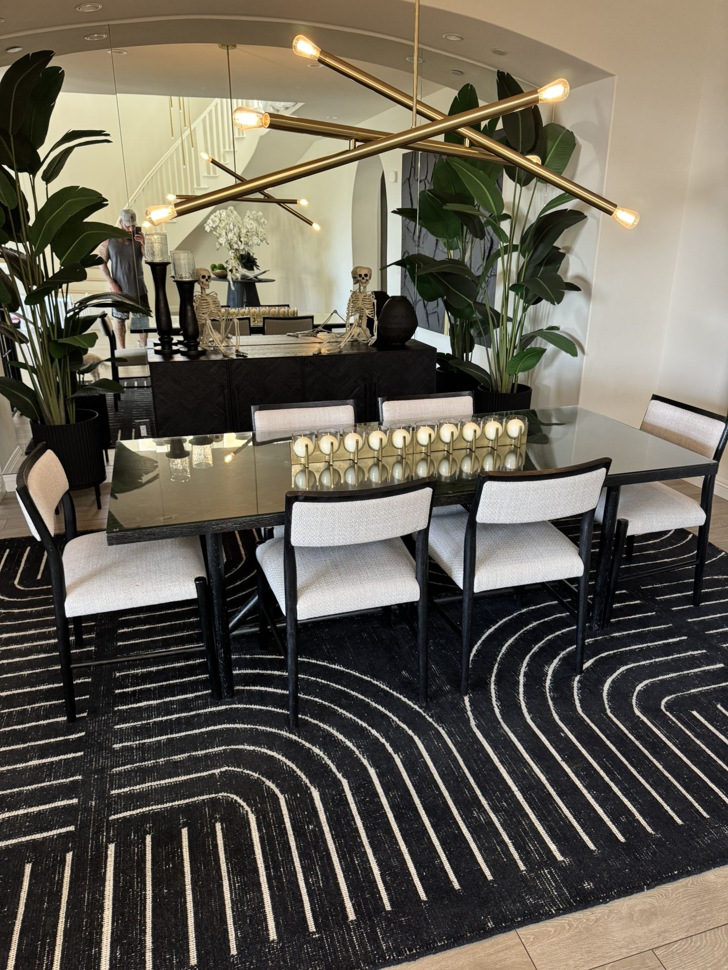 Black Oak Dining Table W/ 6 Chairs