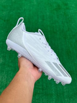 ADIDAS ADIZERO SPARK “WHITE / METALLIC SILVER” FOOTBALL CLEATS (Size 10.5, Men’s)