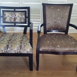 2 MCM/Contemporary Dark Wood Frame Accent Chairs