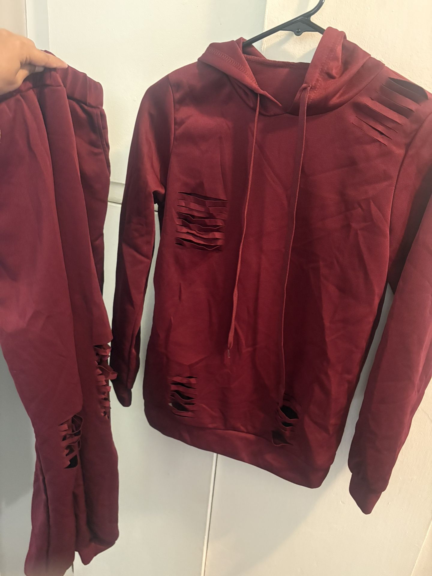 Burgundy Ripped Set