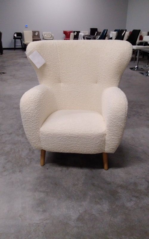Accent Chair, Cream Boucle Fabric 