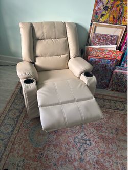 Faux Leather Massage Swivel Rocker Recliner w/ Speakers – Like New
