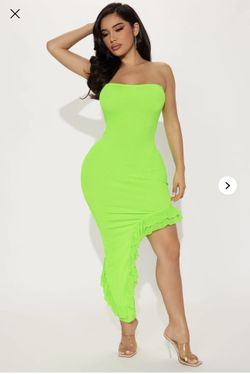 Medium Fashion Nova Neon Green Maxi Dress New 