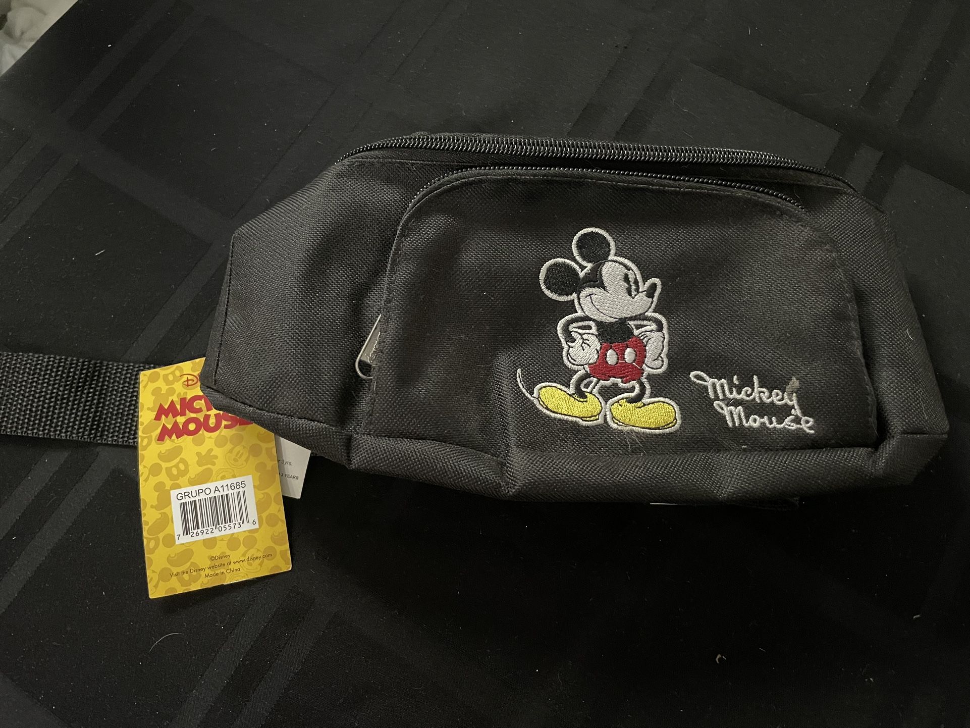 Disney Mickey Mouse Black Dual Compartment Fanny Pack.
