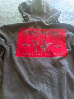 True Religion Black and Red Velvet Hoodie size Medium