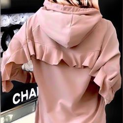NWT, Lavishly Paris Apricot Ruffled Back Women’s Oversized Hoodie.
