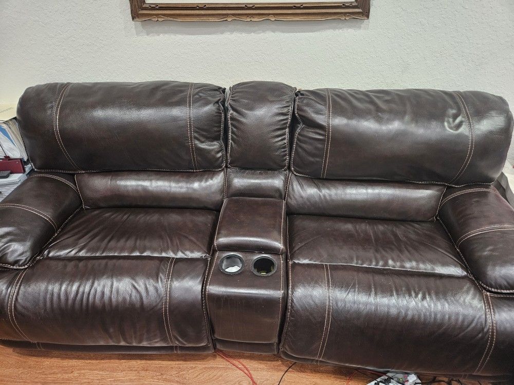  Leather Couch - Double Recliner
