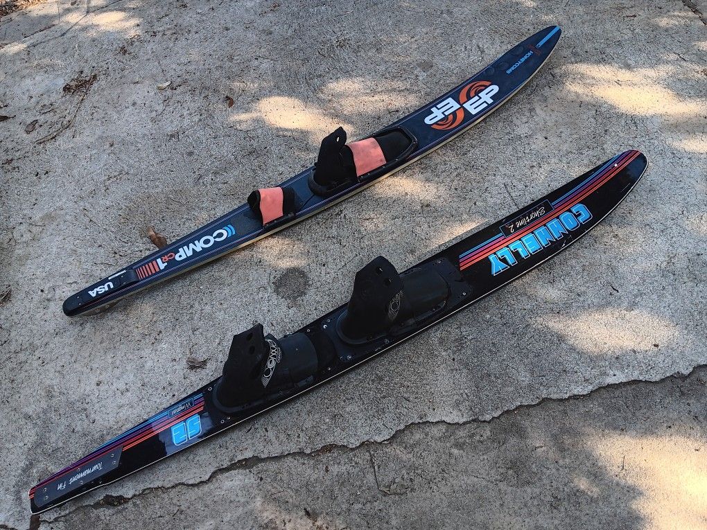 Pair Water Ski Vintage Comp Honeycomb Connelly 67 Both