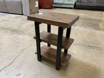 PONOMA Burnt Wood and Industrial Metal End Table