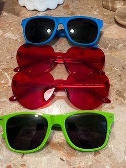 Two Heart shape sunglasses plus two others