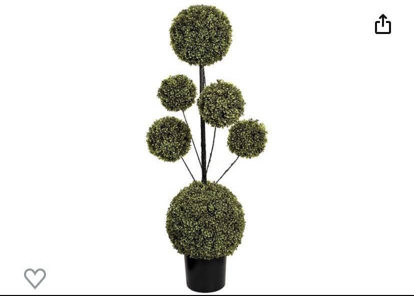 Artificial Six Sphere Boxwood Topiary Tree In Black Pot 4’