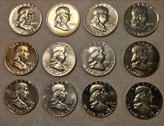 12 SILVER Proof Franklin Half Dollars