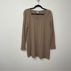 J. Jill Pure Jill womens Beige Crinkle texture long sleeve Tunic
