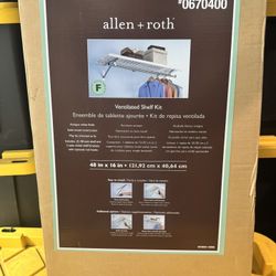 Allen + Roth 48” Ventilated Shelf Kit – White – NEW