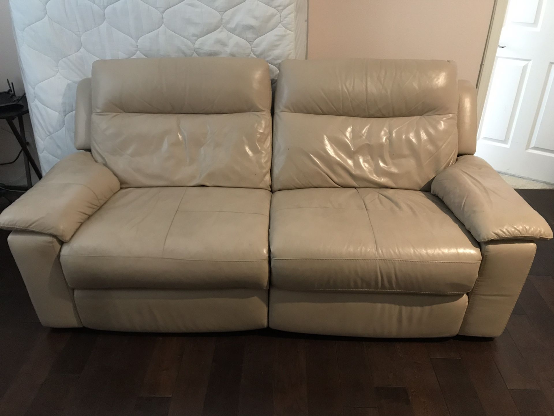 Real leather electric recliner couch