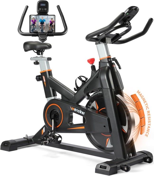 Exercise Bike, WENOKER Magnetic Resistance Stationary Bike for Home, Indoor Bike with Whisper Quiet, Heavy Flywheel and Upgraded LCD Monitor (Newest V
