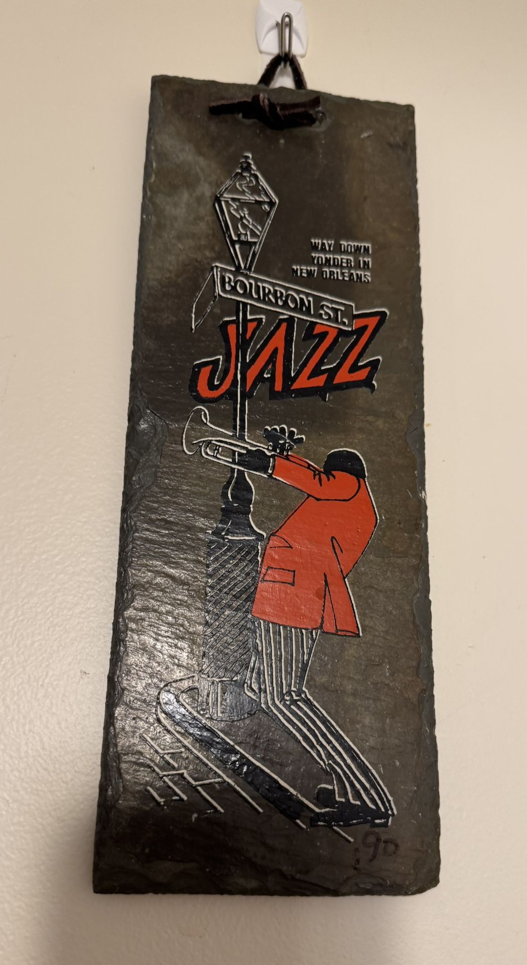 Vintage New Orleans Jazz Musician Slate Tile Wall Hanging