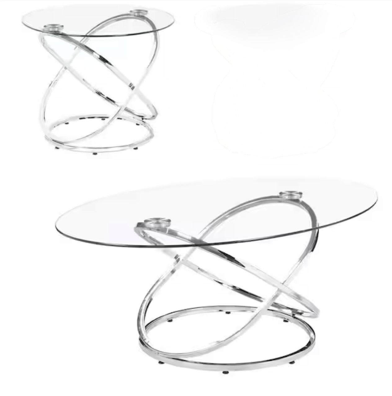 2-Piece Coffee Table Set ( 1 Oval Coffee Table, 1 End Table)