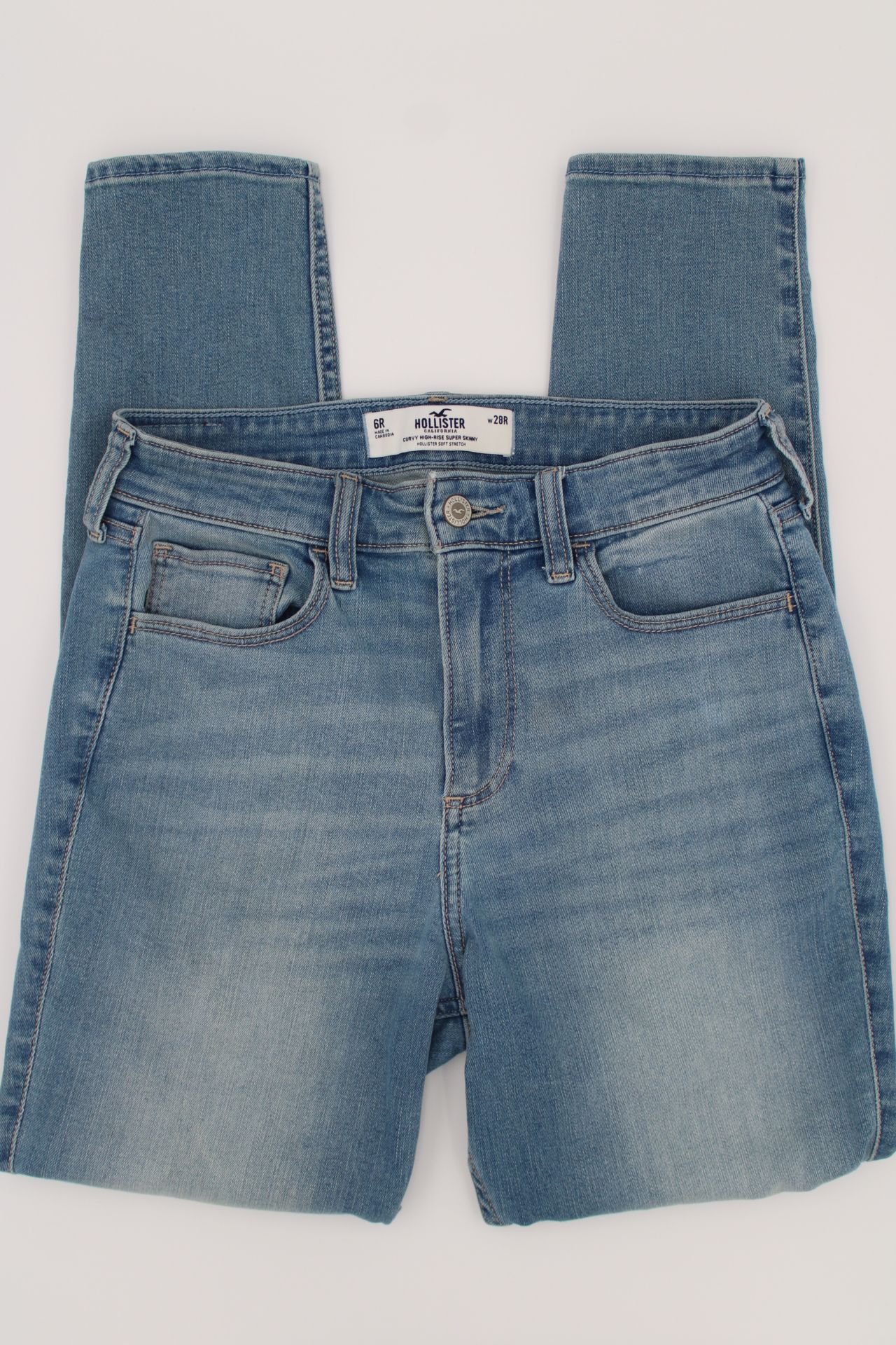 Hollister Light Wash Distressed Skinny Jeans Cutout Knees Size 6R