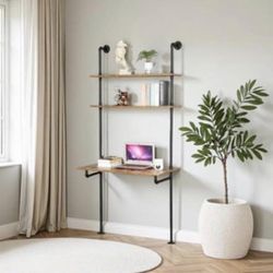 Industrial Wall Mount Desk with Shelves NEW