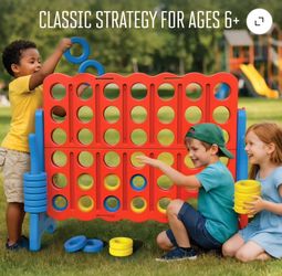 Realplay Jumbo 4-in-a-Row Connect Game – 4ft. Giant Indoor/Outdoor Yard Game with 42 Rings, Ages 6+