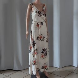 Flowy Tropical Vacation Floral Maxi Dress 