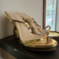 Elegant Gold Strappy Heels