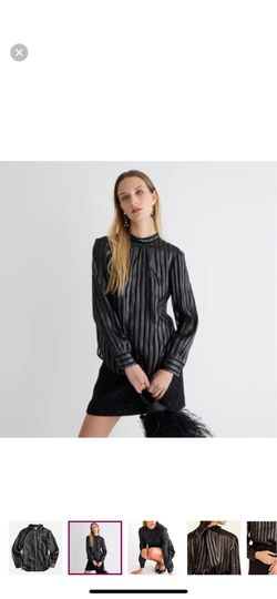 NEW WOMENS BLACK JCREW SILK BLOUSE SIZE LARGE