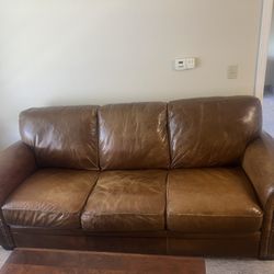 Leather Couch And Chair With Ottoman 