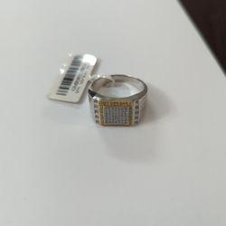 Men Sterling Silver Cubic Zirconia 